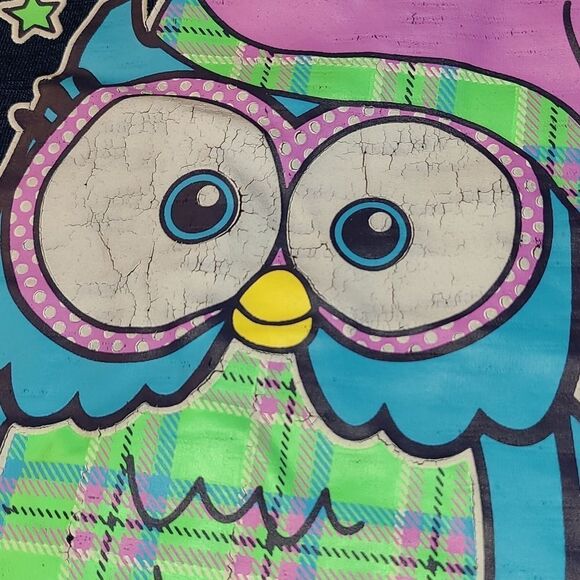 Justice 2pc Night Owl Pajama Set Girls Size 8 Navy Top Neon Green Plaid Short PJ - Picture 2 of 8